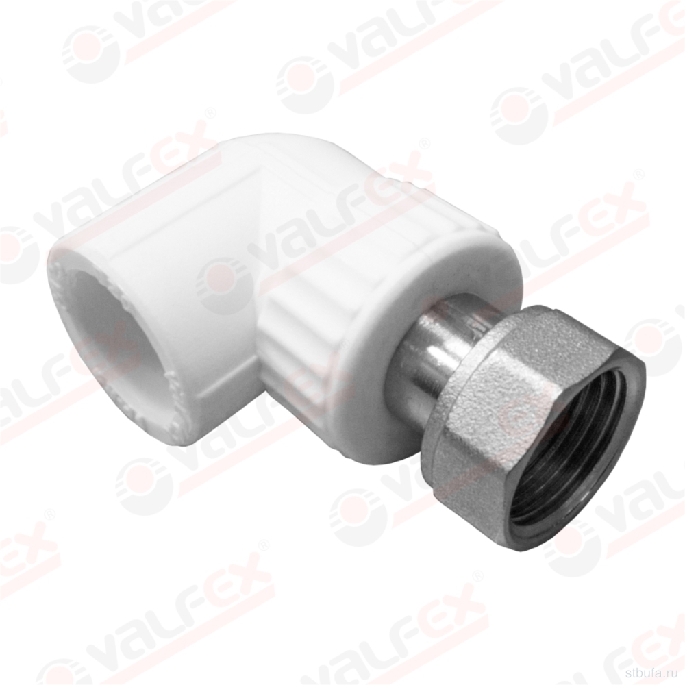 ППРС (полипропилен) Угольник с накидной гайкой D20*1/2 Valfex (40/160)