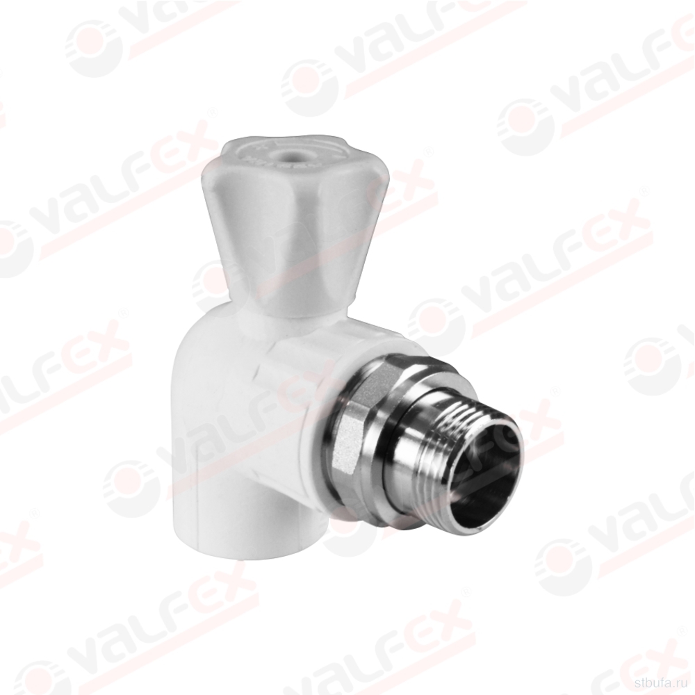 ППРС (полипропилен) Кран шаровой для радиатора D20*1/2 угловой. Valfex (10/60)