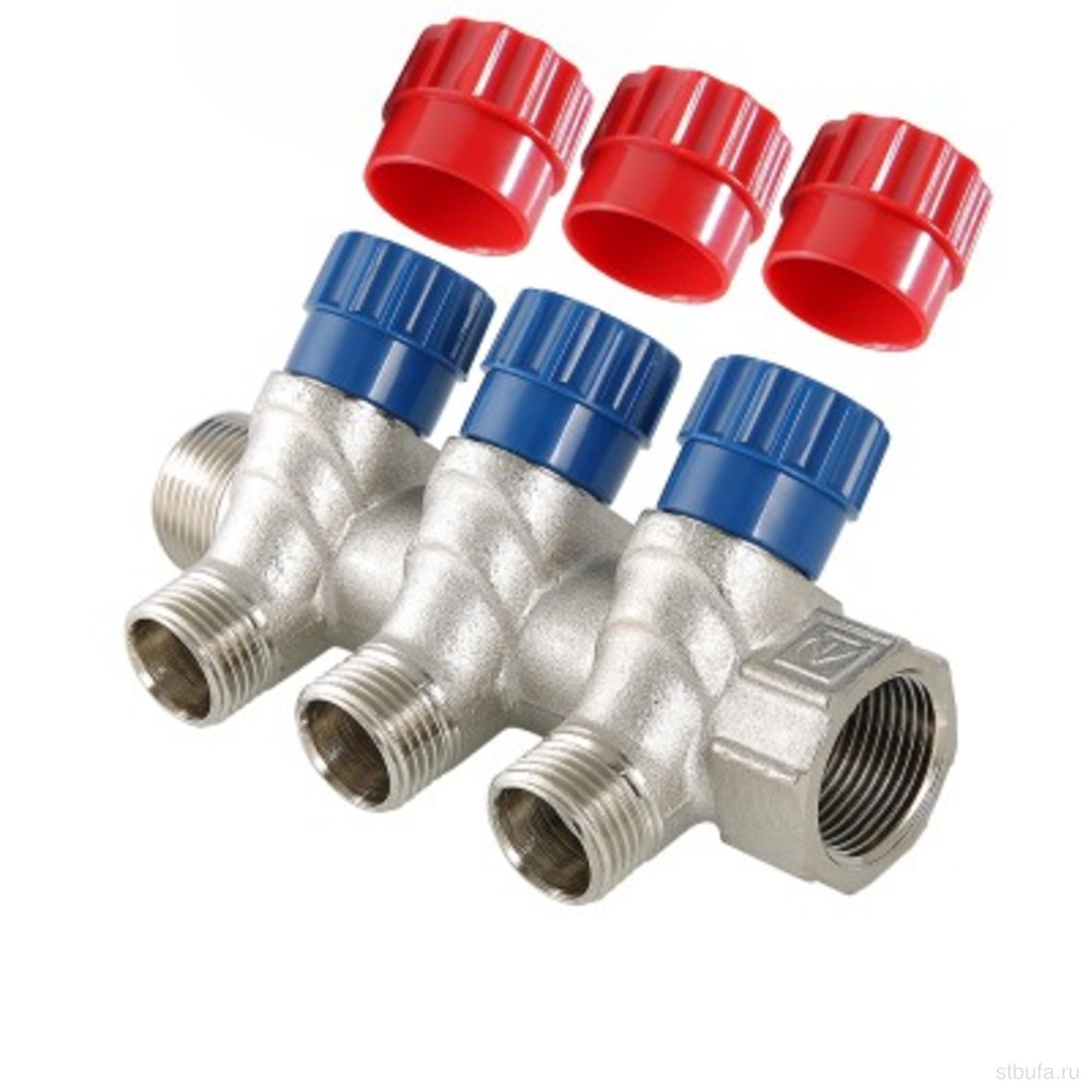 Коллектор 3/4''х4вых. 1/2нар. с регулиров. вентилями VALTEC