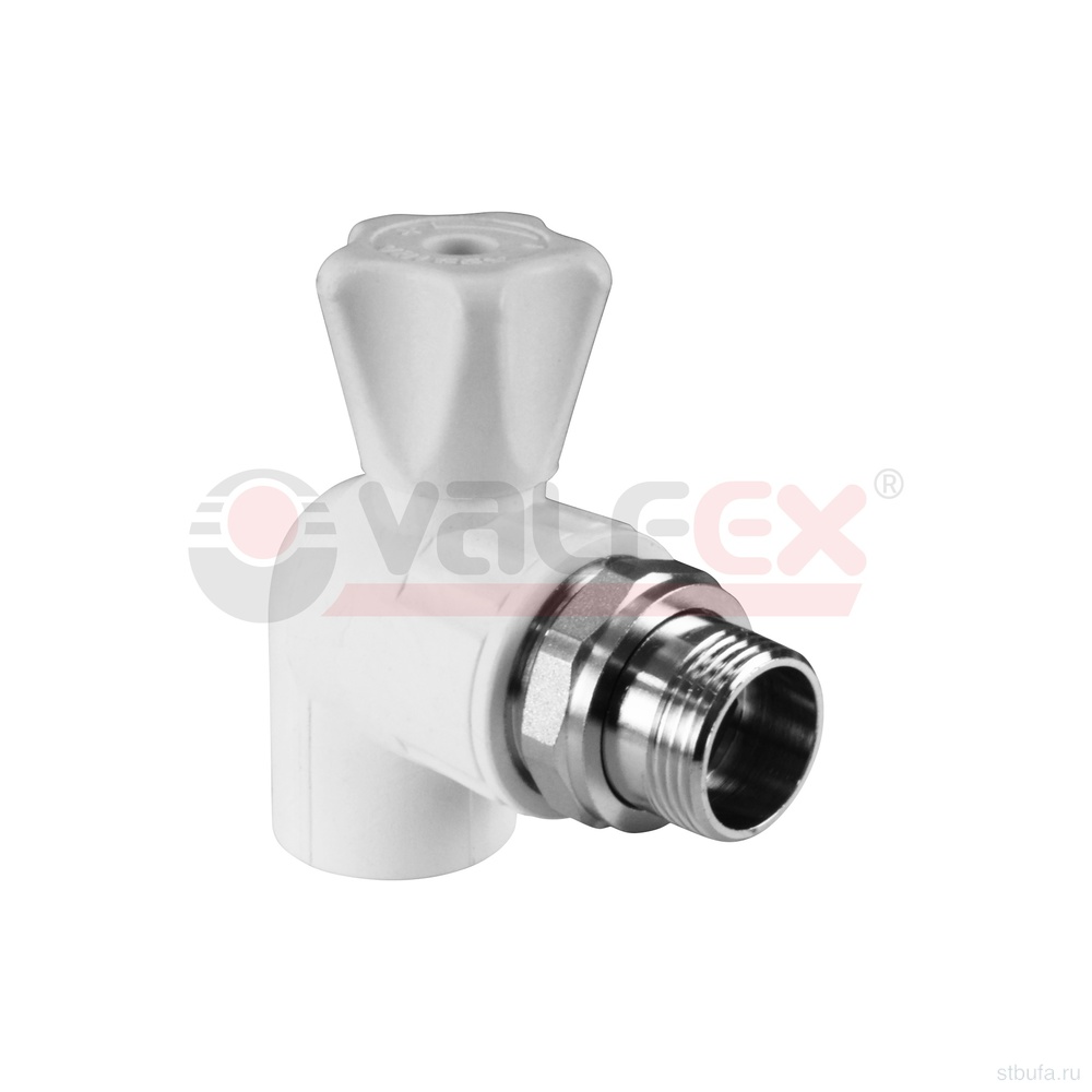 ППРС (полипропилен) Кран шаровой для радиатора D25*1/2 угловой Valfex (10/40)
