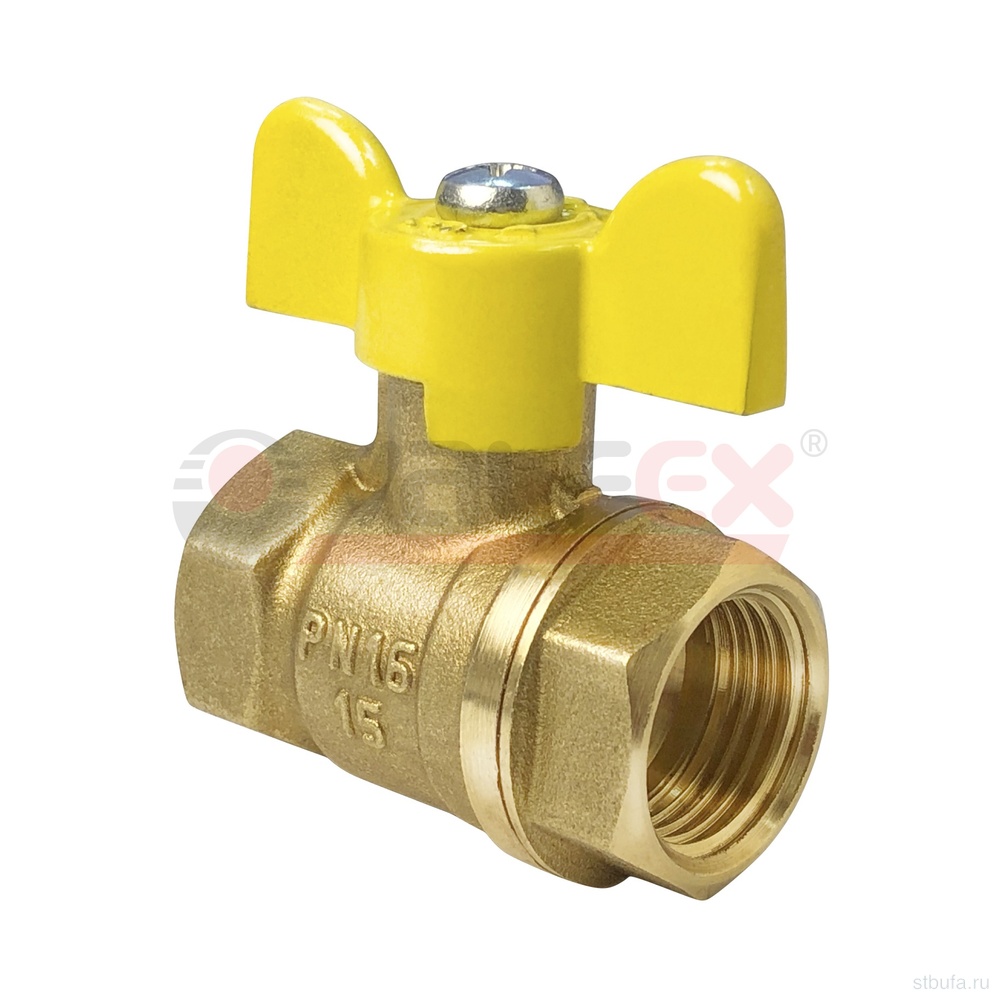 Кран шар. ГАЗ 3/4" г/г бабочка 11Б27фтМ (80/20) VALFEX