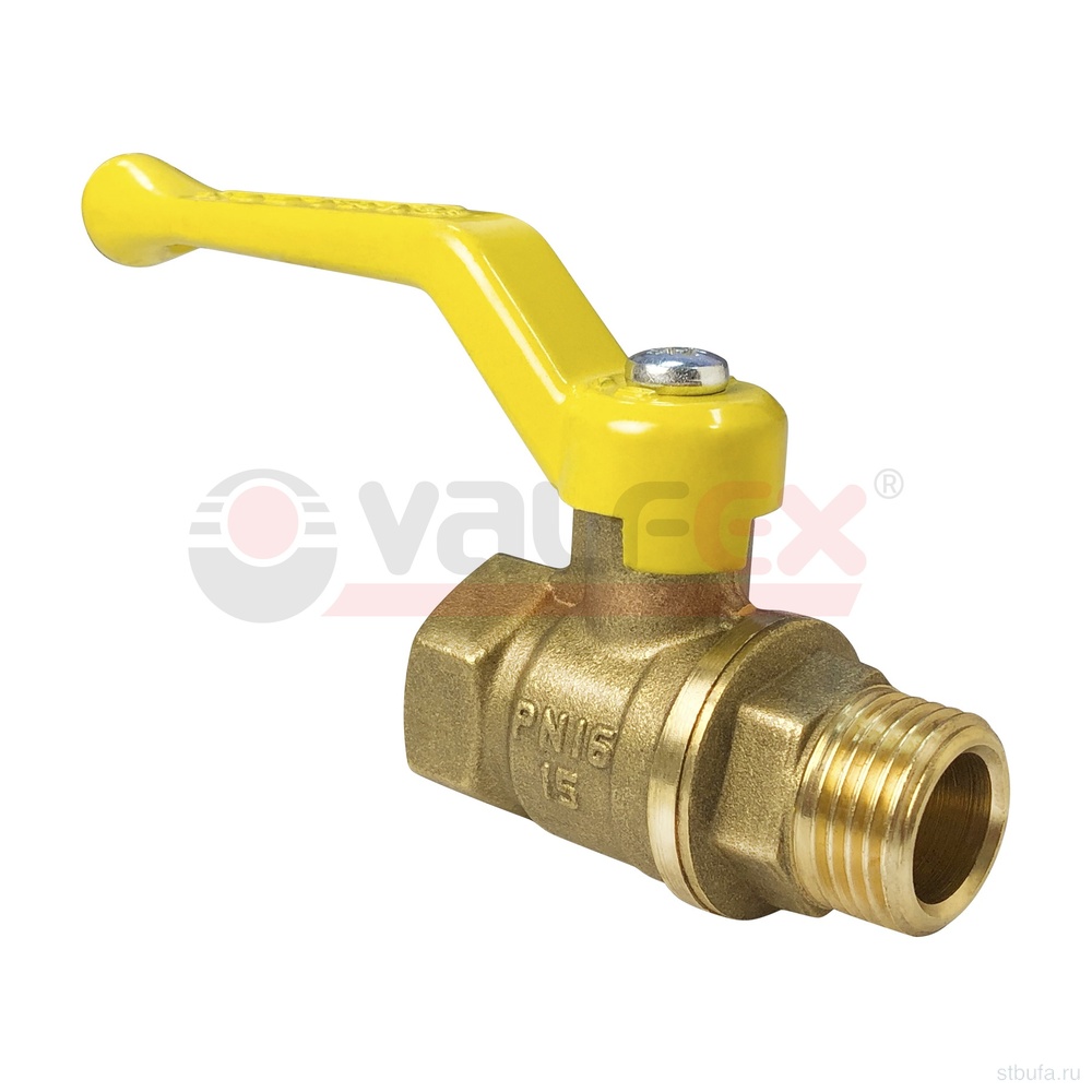Кран шар. ГАЗ 1 1/4" г/ш ручка-рычаг 11Б27фтМ латунный (16/4) VALFEX