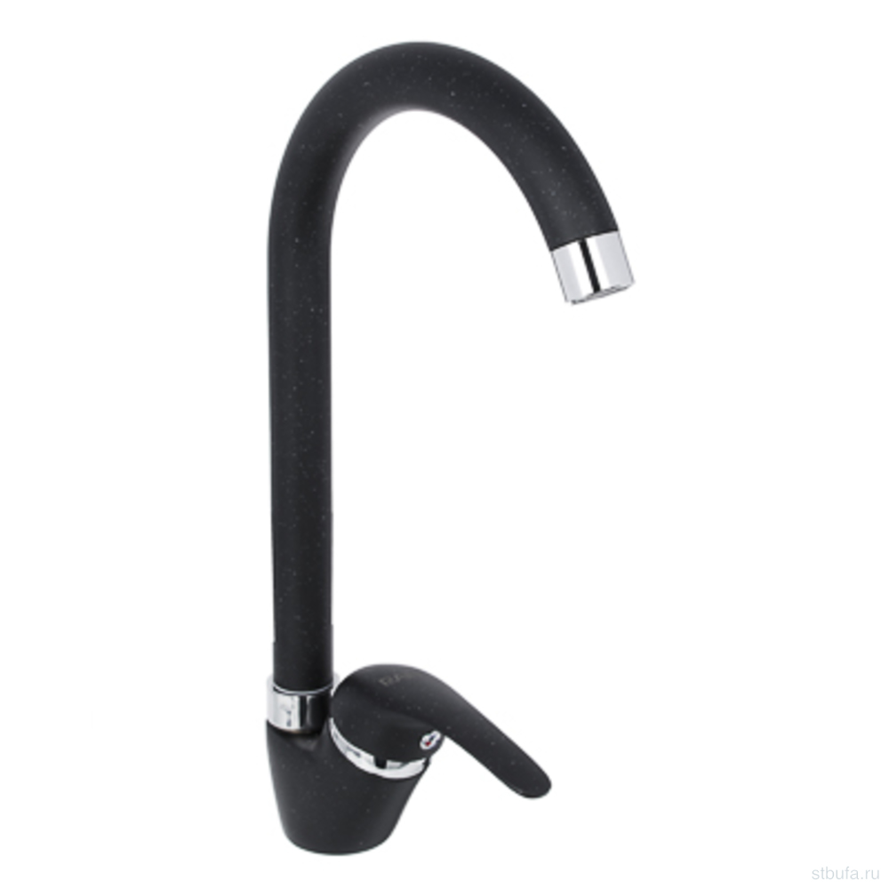 Смеситель для кухни Веста, высокий, карт.35мм, латунь, под гранит, черный RAIN (1/10)