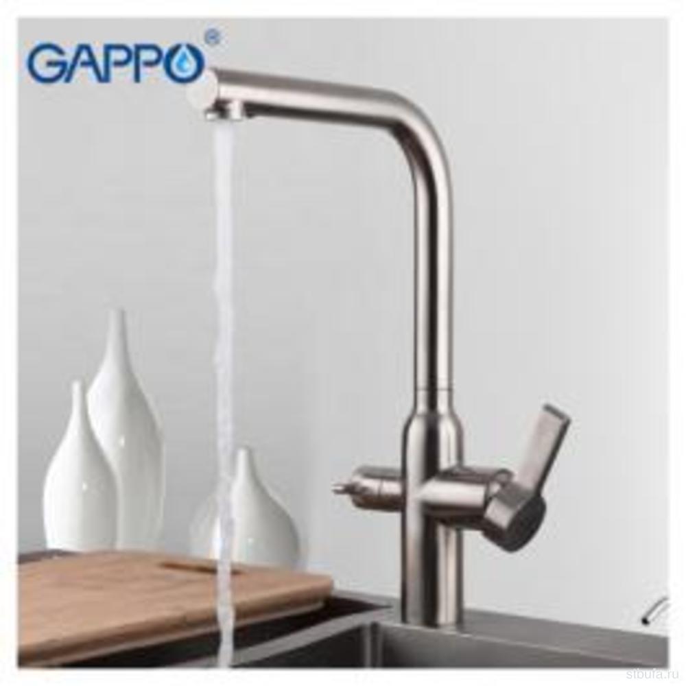 Смеситель GAPPO для кухни с подключ. фильтра G4399-4, нерж сталь, сатин (1/8)