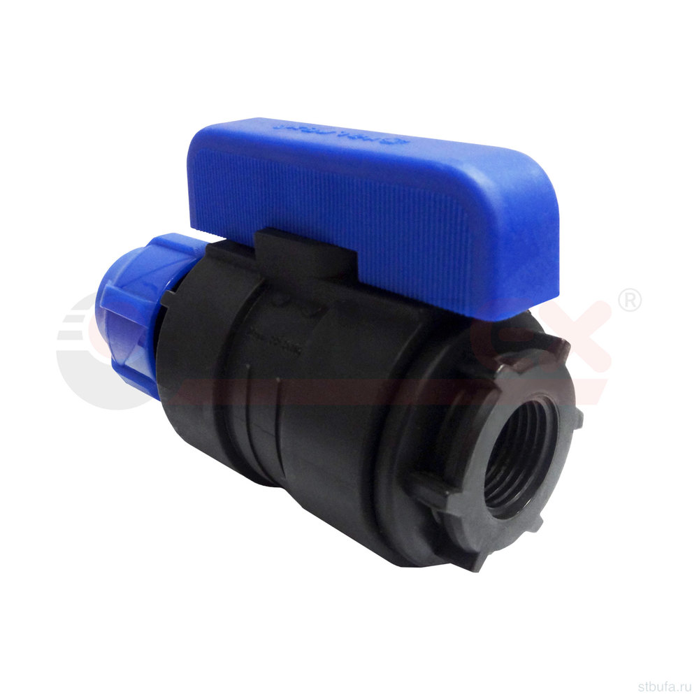 ПНД Кран шаровой компрессионный цанга-в/р разборный 25*1/2" (35/7) Valfex