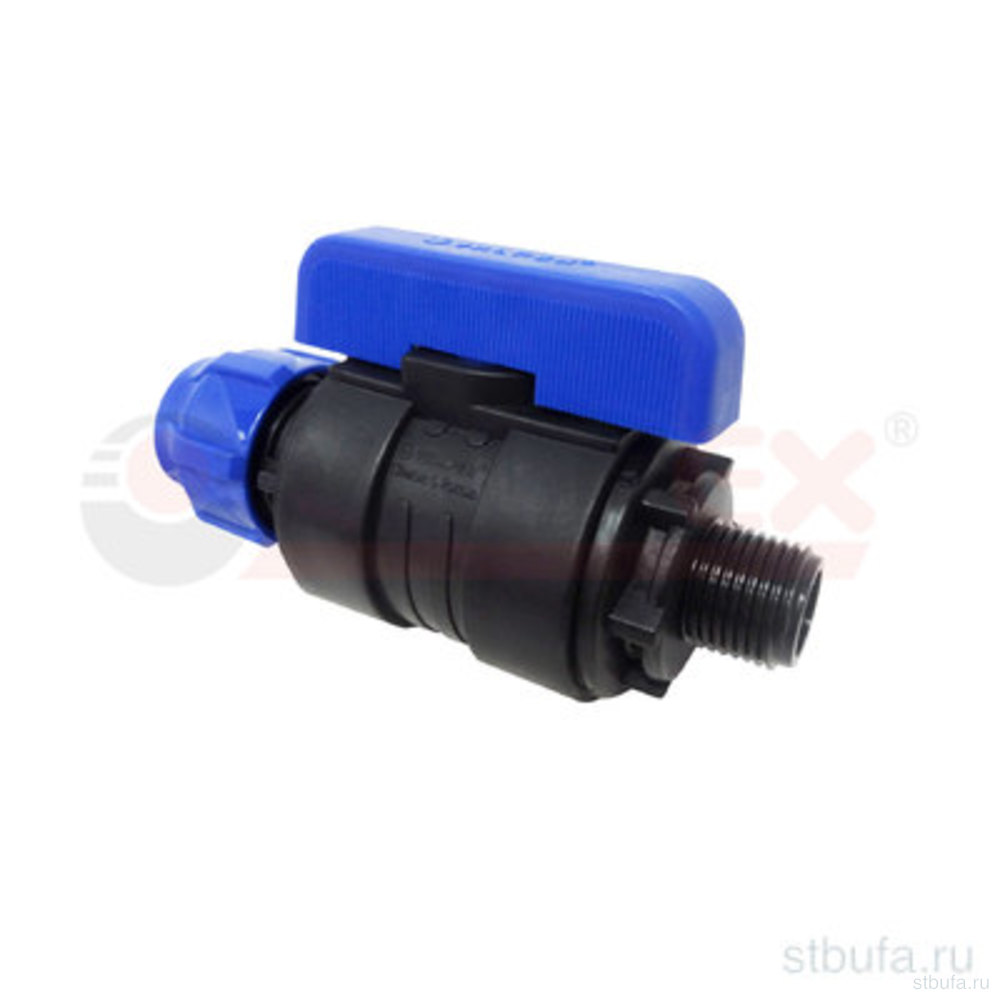 ПНД Кран шаровой компрессионный цанга-н/р разборный 20*3/4" (48/12) Valfex