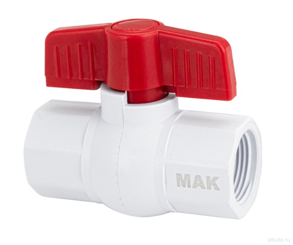 Кран шаровой МАК 474 1" м/м ручка-бабочка полипропиленовый из ABS - пластика (90)