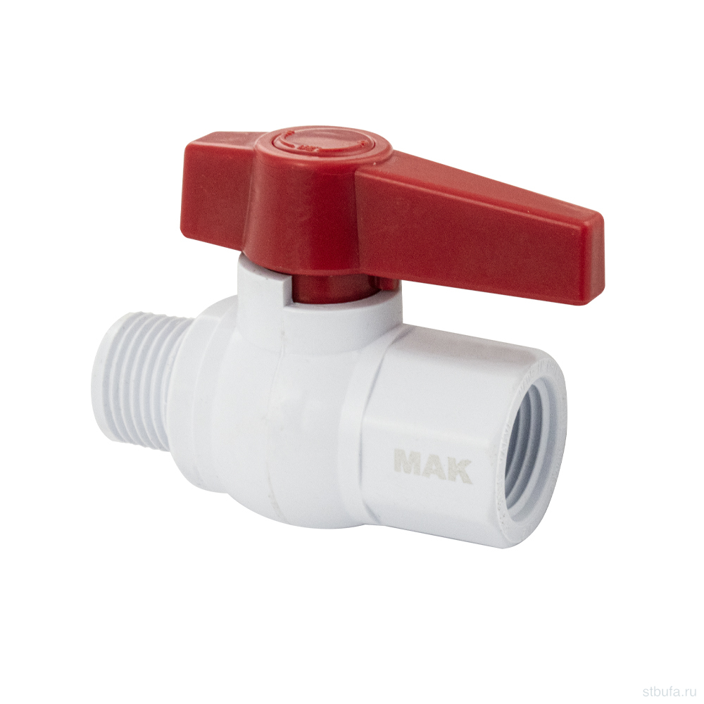 Кран шаровой МАК 471 1/2" п/м ручка полипропиленовый из ABS - пластика (240)