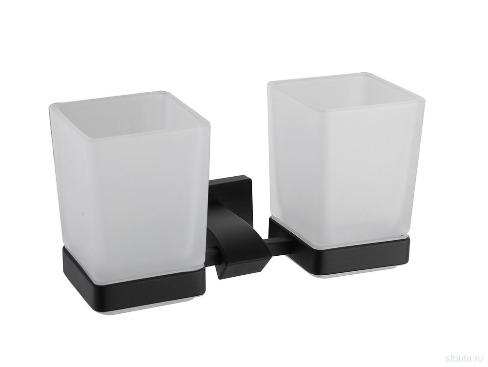 Держатель+2стакана GAPPO G0708-6 черный (16)