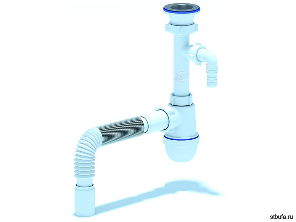 Сифон АНИ 1 1/2"*40 с отводом для стиральной машины, с гибкой трубой 40*40 C0305 (30)