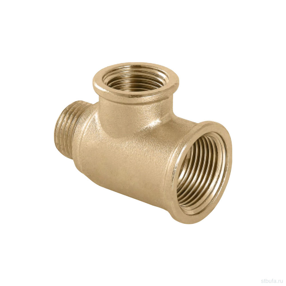 Тройник с переходом на наружную резьбу VALFEX ВР3/4"-ВР3/4"-НР1/2"(60/10)