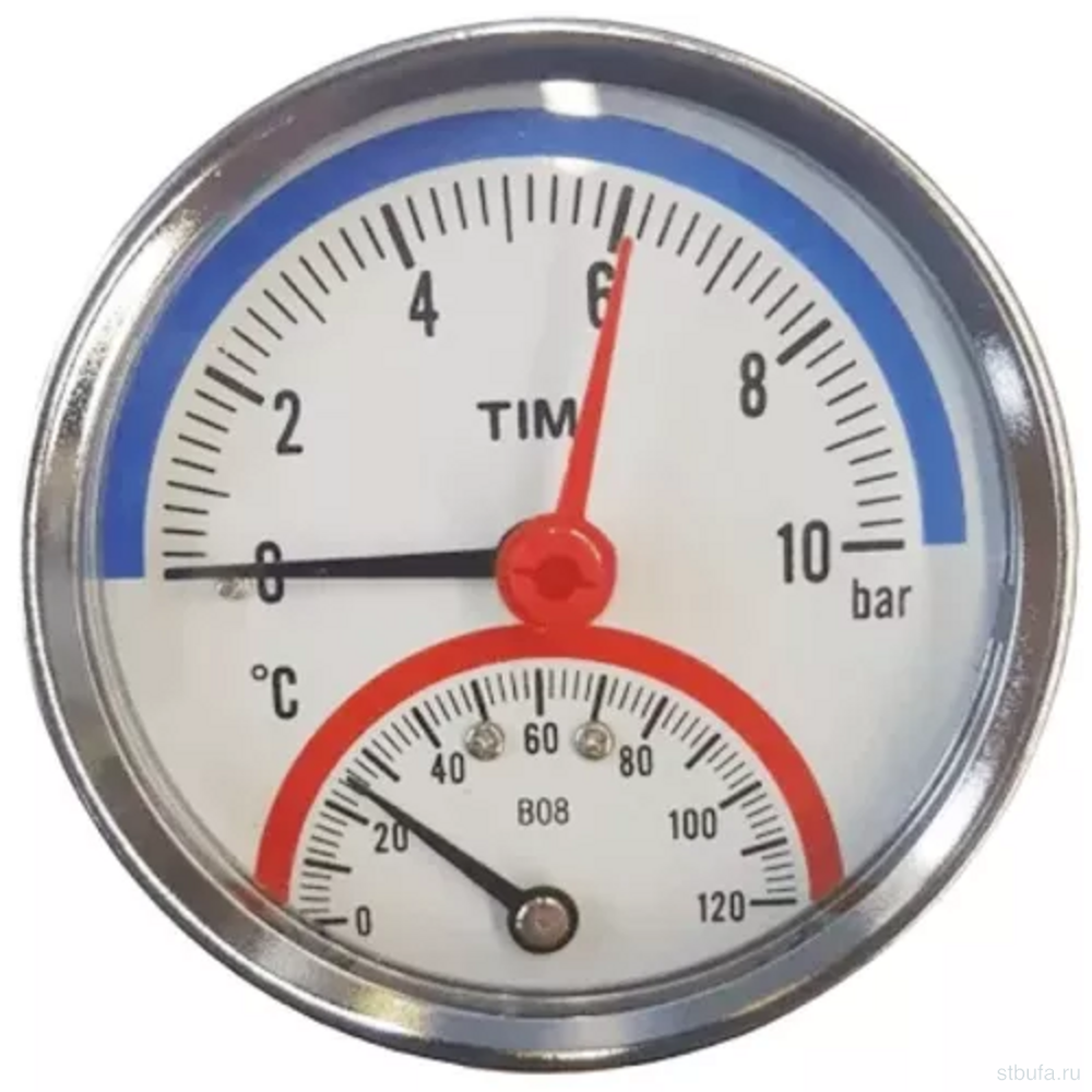 Термо-манометр аксиального подключения 1/2" - 10 барTIM