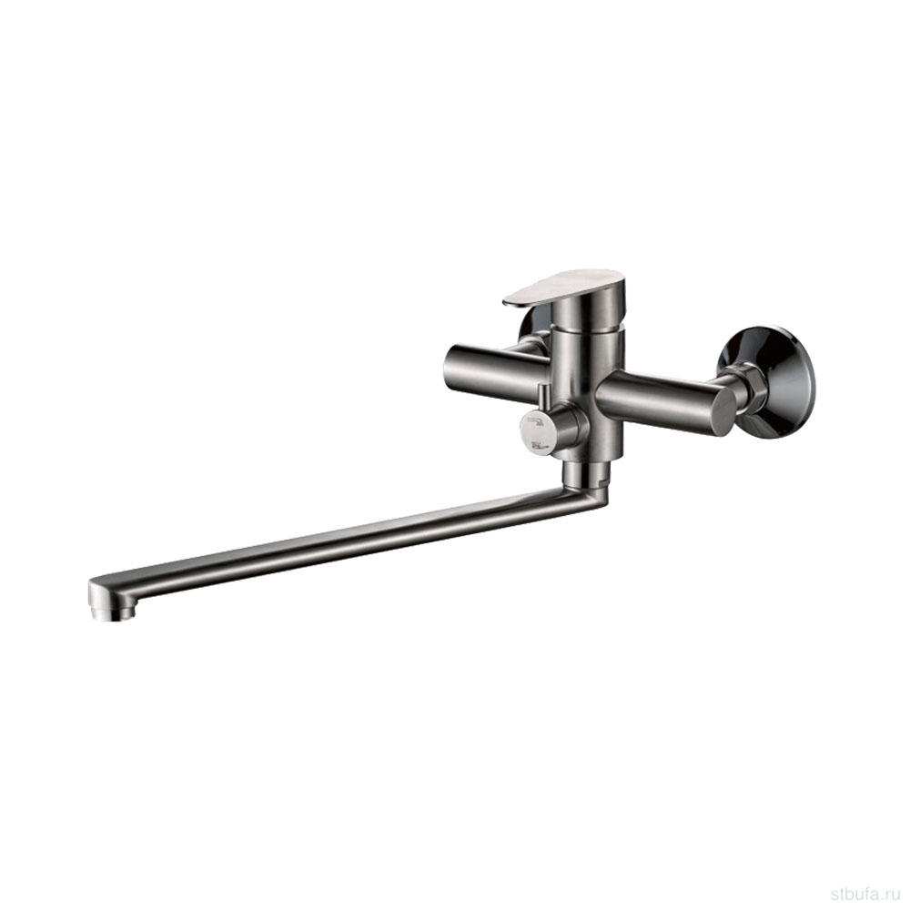 Смеситель для ванны, длинный излив, нерж. сталь VALFEX Rigel Steel/Сhrome (10)