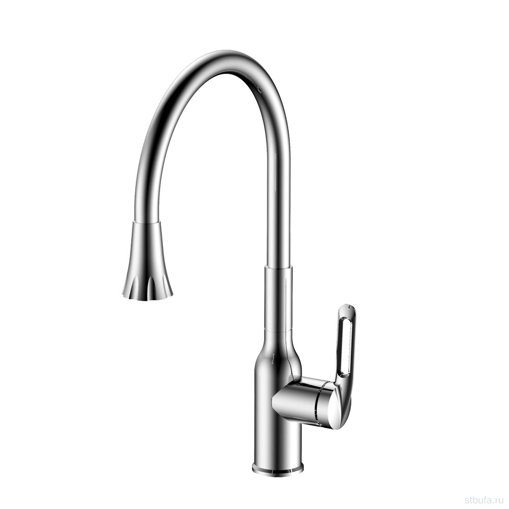 Смеситель для кухни, гибкий силиконовый излив, нерж. сталь VALFEX Sagittarius Steel (10)
