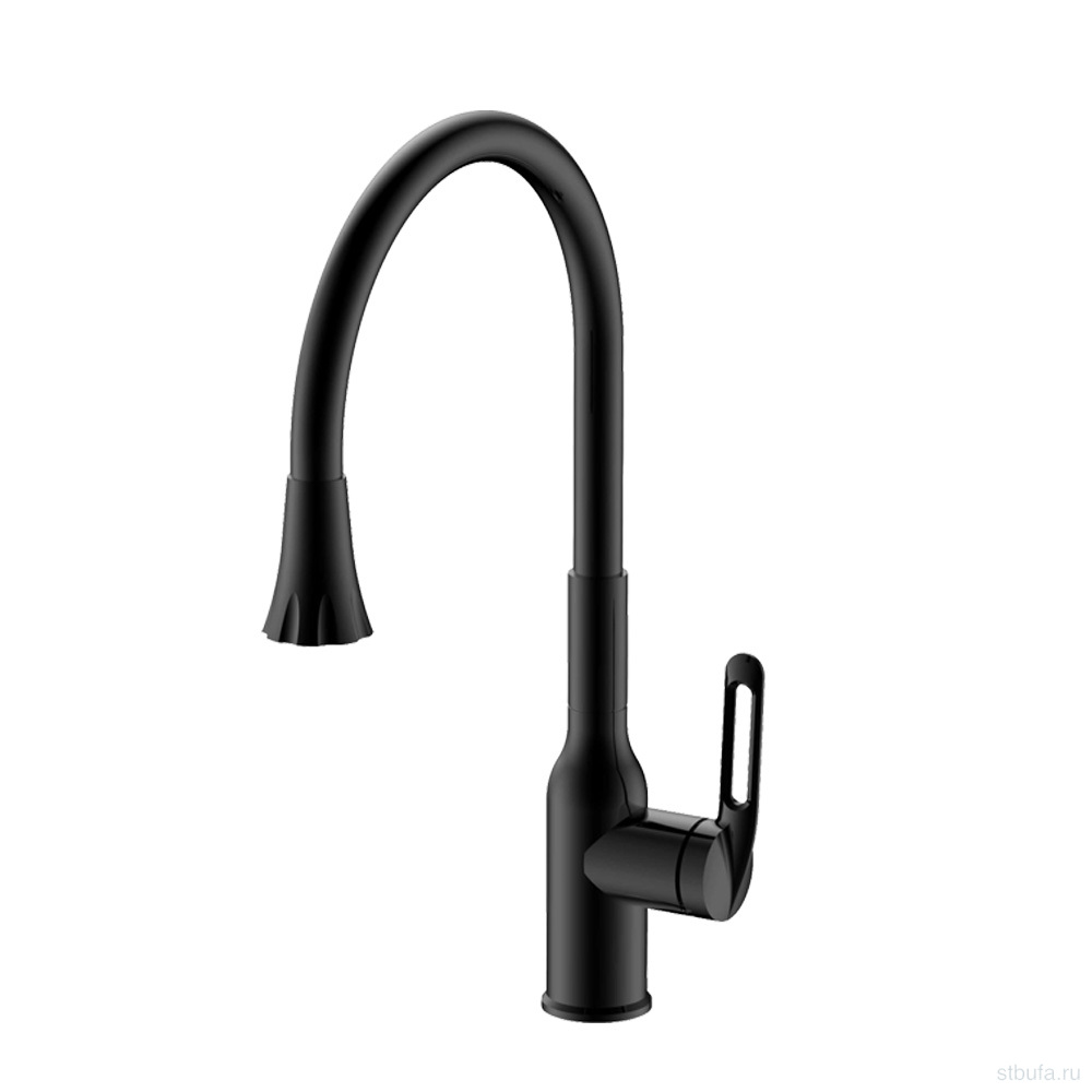 Смеситель для кухни, гибкий силиконовый излив, нерж. сталь VALFEX Sagittarius Steel Black (10)