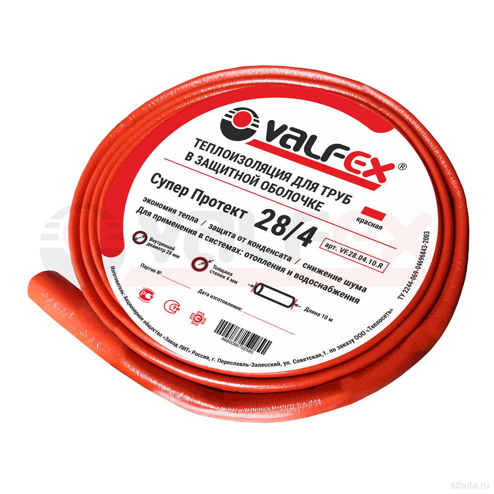 Теплоизоляция 28x4 мм VALFEX 10м Красная