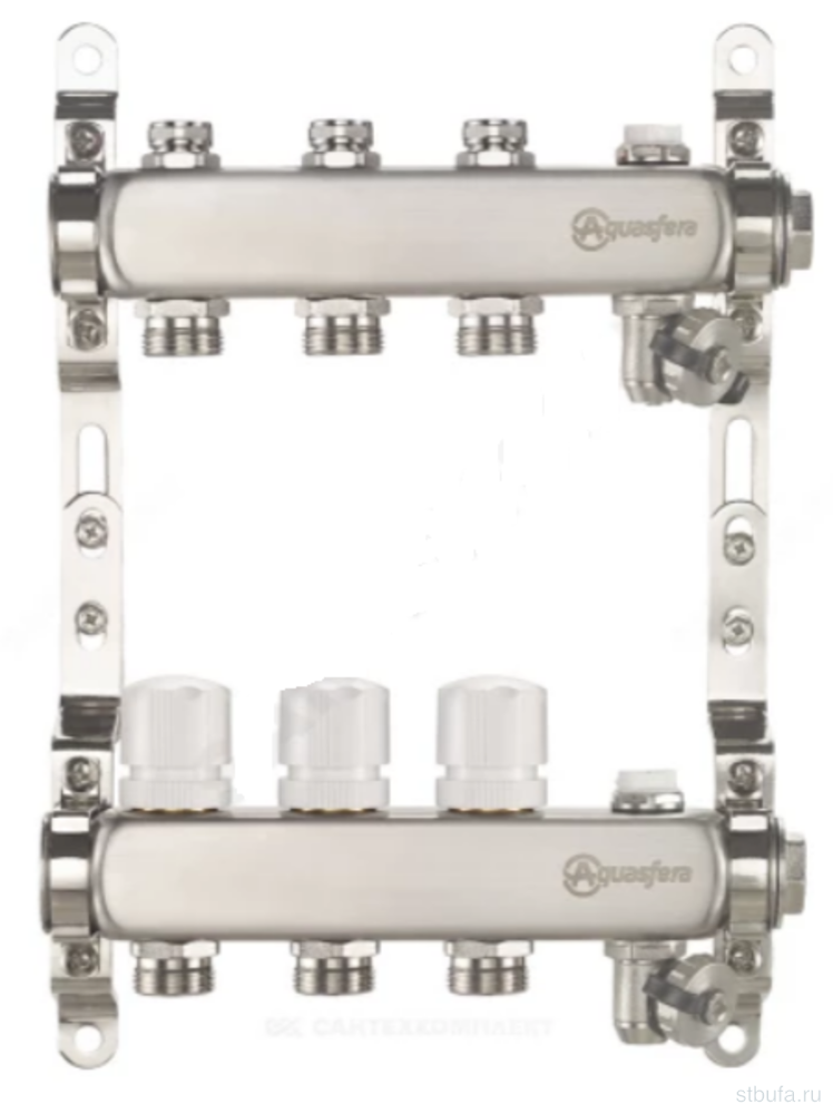 Коллекторная группа НЕРЖ, 1'' мм 7 выходов 3/4" ЕК н/р в/к AQUASFERA 9502-06