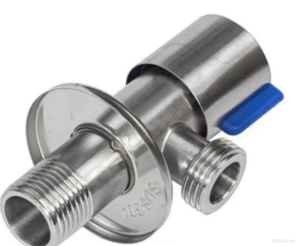 Кран угловой нерж бытовой 1/2" ДУ 10 наруж/резьба кран-букса с отраж. SantechSystems (120)