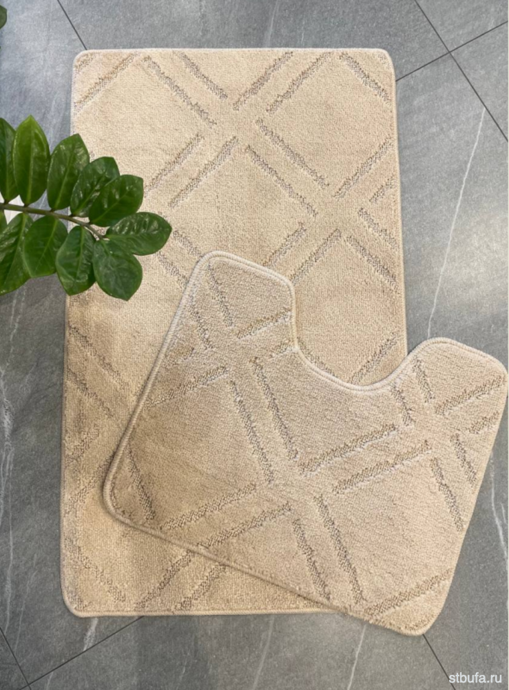 Комплект ковриков в ванную My Crystal ПЛИТКА 60*100 и 50*60 цвет БЕЖЕВЫЙ РОМБ