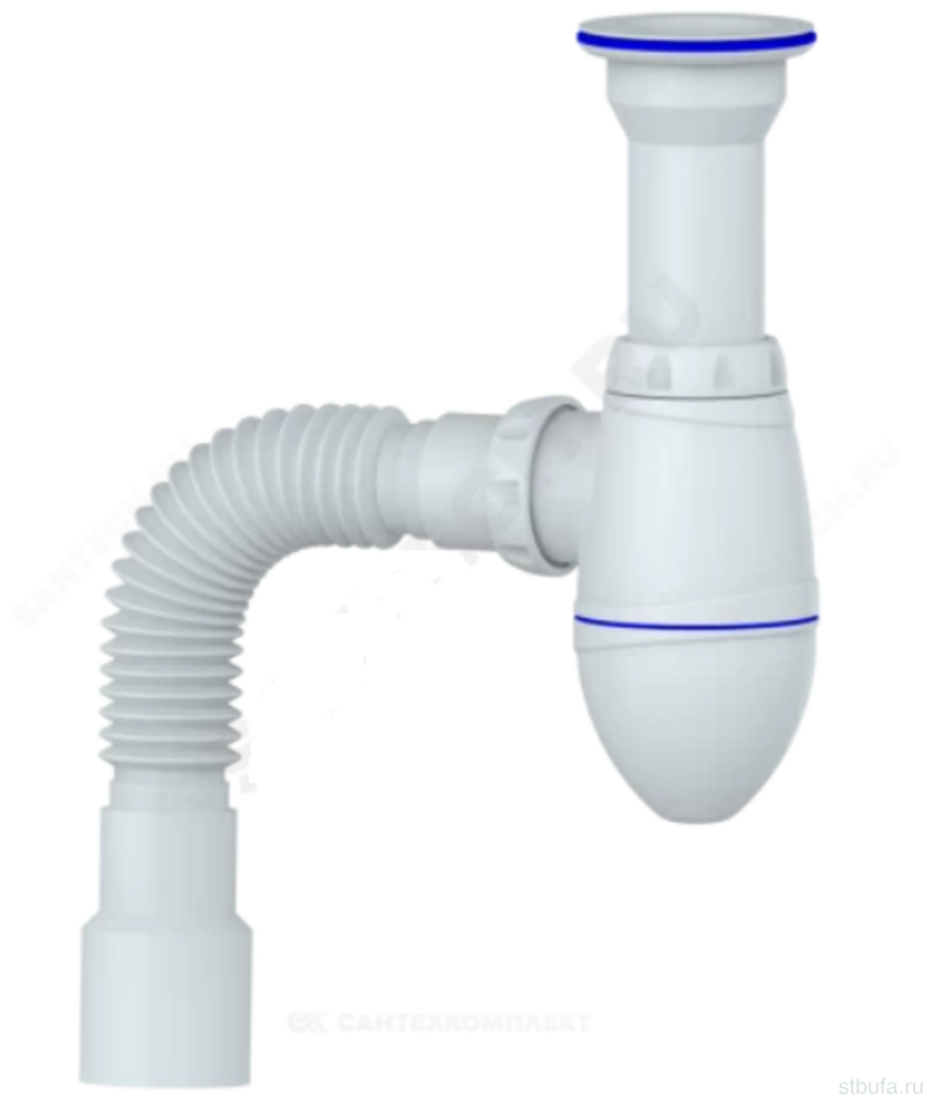 Сифон для умыв. бут 1 1/2"X40 с гофрой 40Х40/50, пластик/сетка UNICORN А120Р