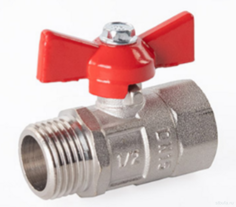 Кран шаровой ПРАКТИК 1/2" г/ш бабочка НИКЕЛЬ 131 DN15 ГАЛЛОП (80)