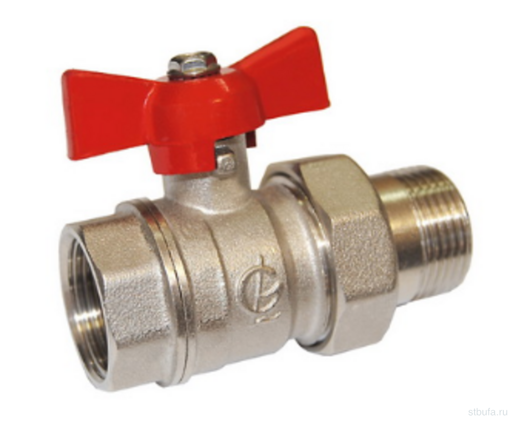 Кран шаровой 3/4" бабочка со сгоном Стандарт НИКЕЛЬ 232 DN20 PN40 ГАЛЛОП (30)