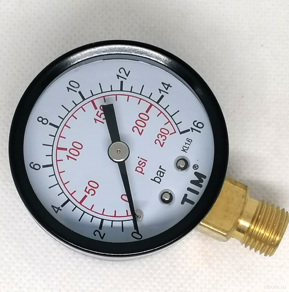 Манометр радиального подключения 1/4" - 16 бар TIM