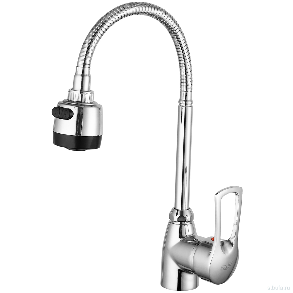Смеситель FRUD кухня гибкий излив, керам. картр., алюминий, хром, гайка R42055-1 (1/20)