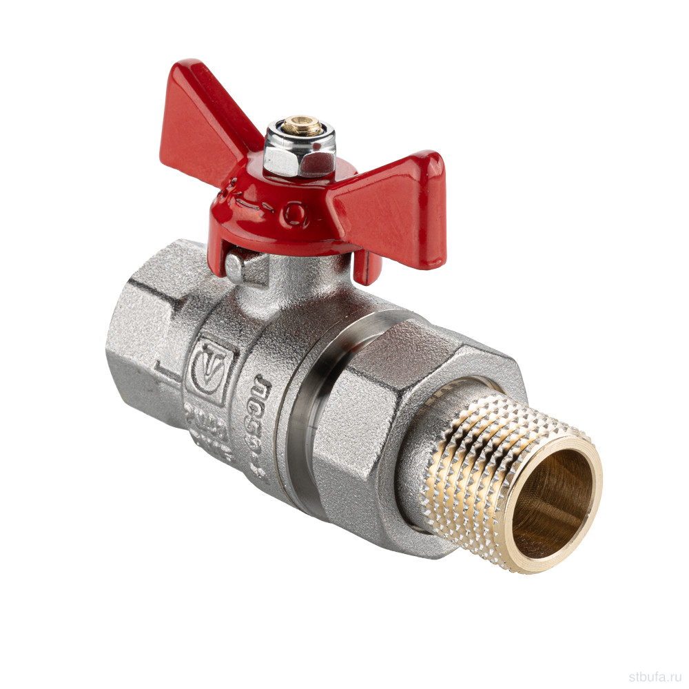 Кран шаровой VALTEC BASE-ГОСТ со сгоном с рукояткой-бабочкой вн.-нар. DN20, PN40, 3/4" (84)