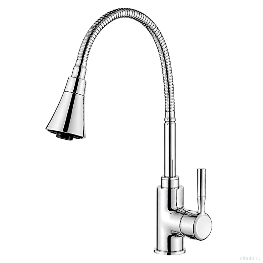 Смеситель для кухни LEDEME L4199 с гибким изливом и гайкой, латунь, хром (1/10)