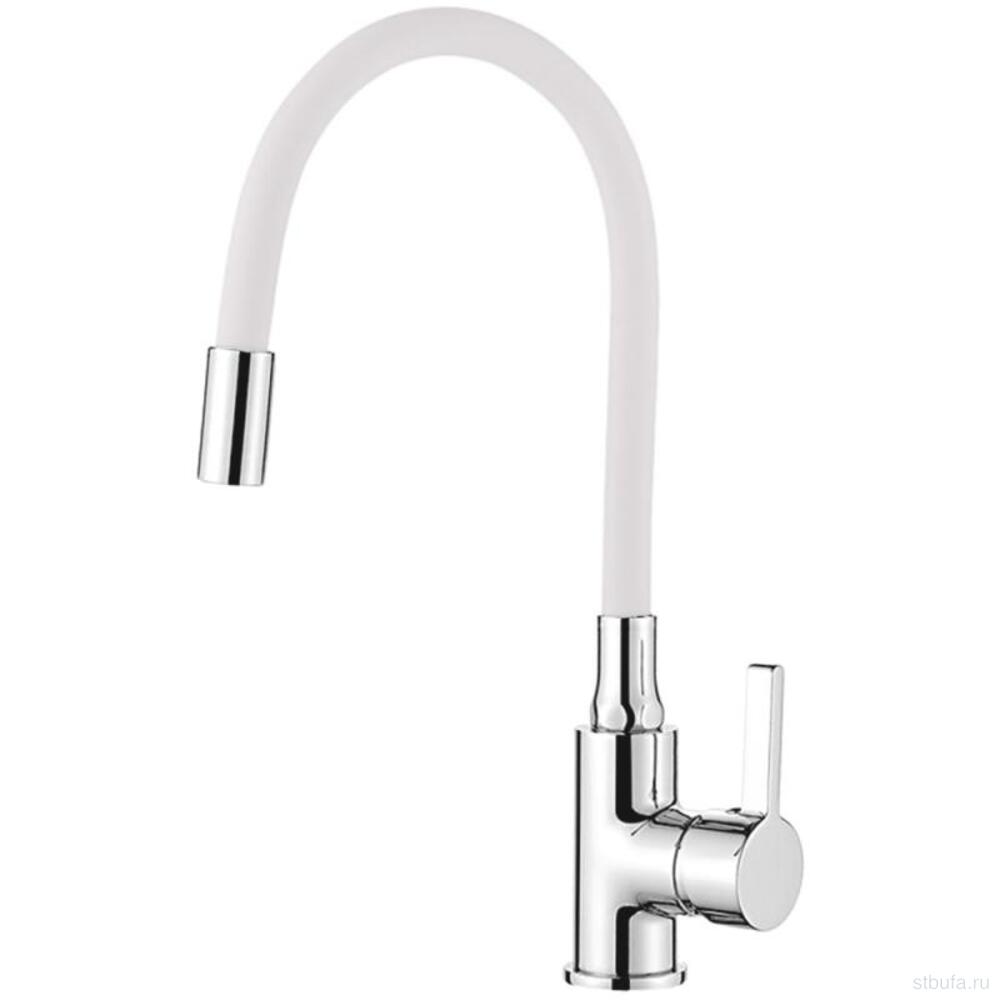 Смеситель для кухни LEDEME L4898-3 с силиконовым изливом, латунь, белый+хром (1/10)