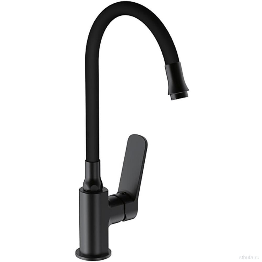 Смеситель FRAP кухня F4462 гибкий излив, латунь, черный, крепл. гайка (1/10)